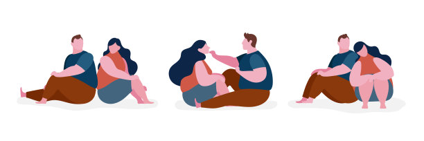 一对胖角色插图图片下载