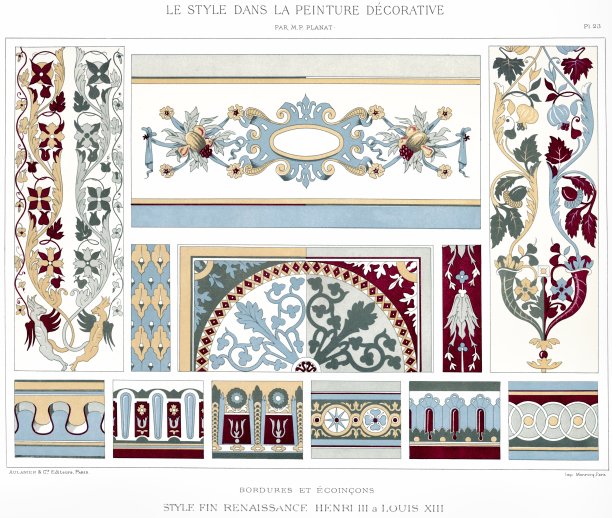 文艺复兴风格-边界和拱肩，来自装饰油漆1892图片下载