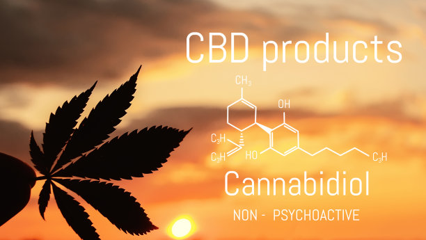 CBD大麻产品。医用大麻和大麻二酚CBD化学配方。种植大麻和大麻的专题照片。背景图像图片下载