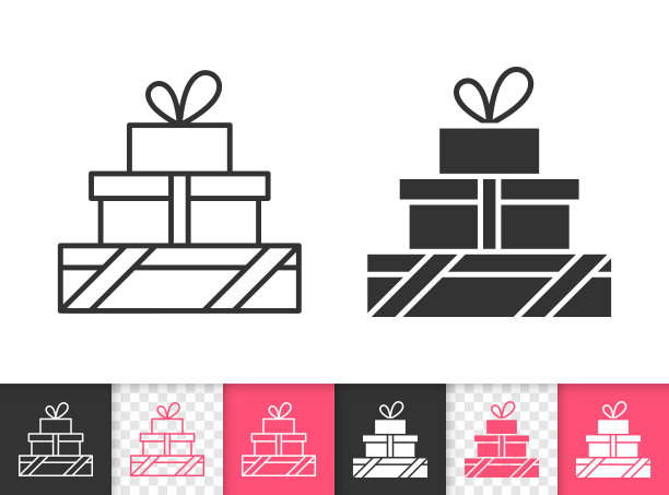 礼物简单的黑色直线矢量图标图片下载