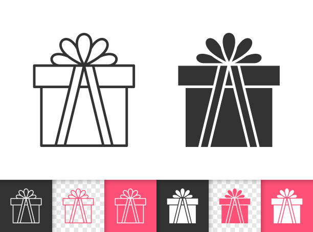 礼物简单的黑色直线矢量图标图片下载