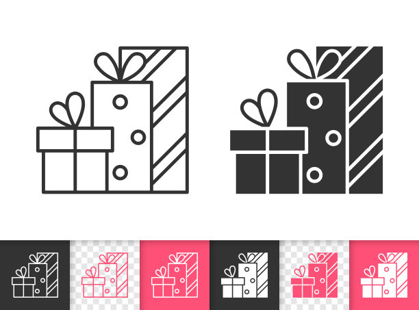 礼物简单的黑线矢量图标图片下载
