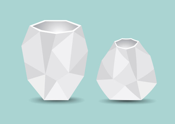 花瓶多边形矢量插图，3d产品矢量设计，家居装饰图片下载