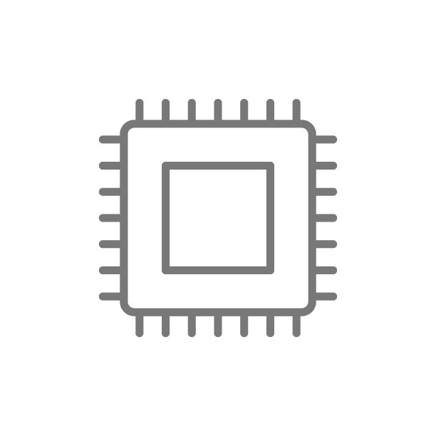 矢量CPU微处理器、计算机芯片线条图标图片下载