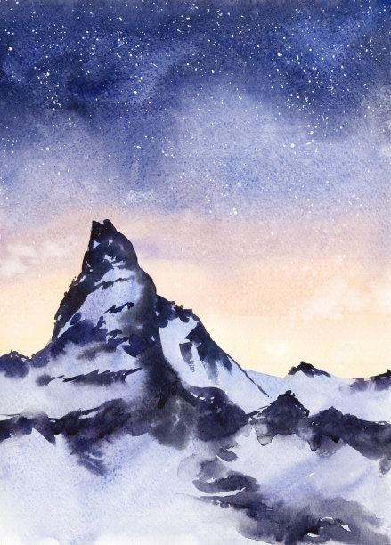 夜空和山。图片下载