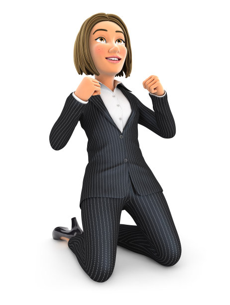 3d成功的商业女性跪着图片下载