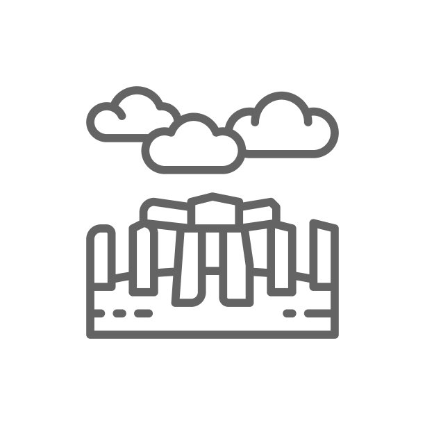 矢量巨石阵，英国，地标线图标。图片下载