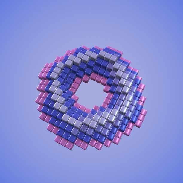 3D像素艺术甜甜圈图片下载