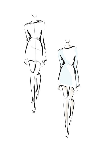 手绘时尚插画。年轻女人，女孩，模特图片下载