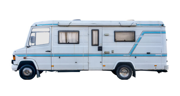 孤立的老式露营车在白色图片下载