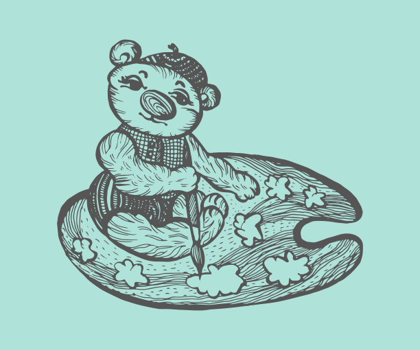 调色板上的泰迪熊角色图片下载