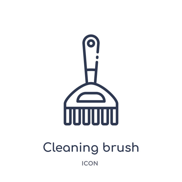 杂项轮廓集合中的线性清洁刷图标。细线清洁刷图标隔离在白色背景上。清洁刷潮流插画图片下载