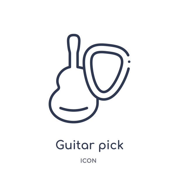 吉他选择图标从音乐大纲收集。细线吉他选择图标孤立在白色背景。图片下载