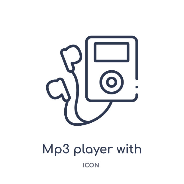 带耳机的mp3播放器线条图标图片下载