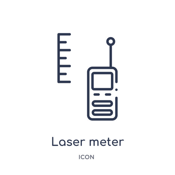 线性激光计图标从测量轮廓收集。细线激光仪表图标隔离在白色背景。激光测量仪流行插图图片下载