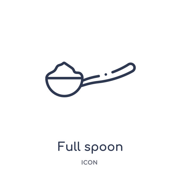 线性满勺图标从测量大纲收集。细线满勺图标孤立在白色背景。满匙时尚插图图片下载