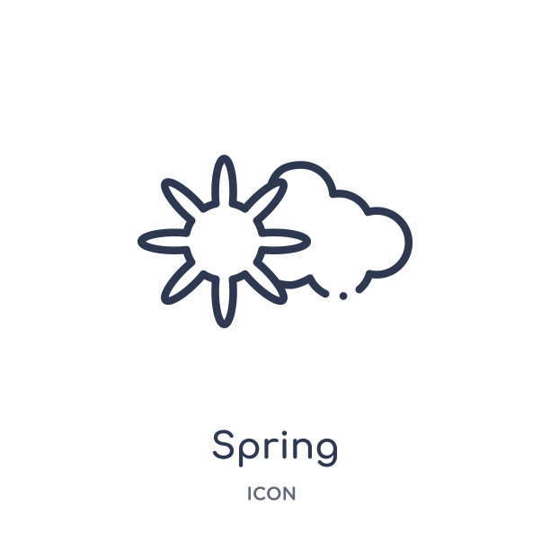 线性弹簧图标从气象学大纲集合。细线弹簧图标孤立在白色背景上。春季潮流插画图片下载