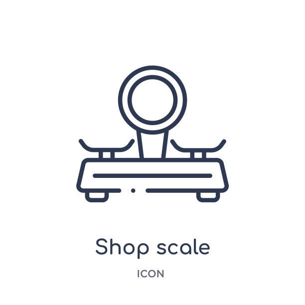 线性商店规模图标从测量大纲收集。细线商店规模图标孤立在白色背景。店铺尺度时尚插画图片下载