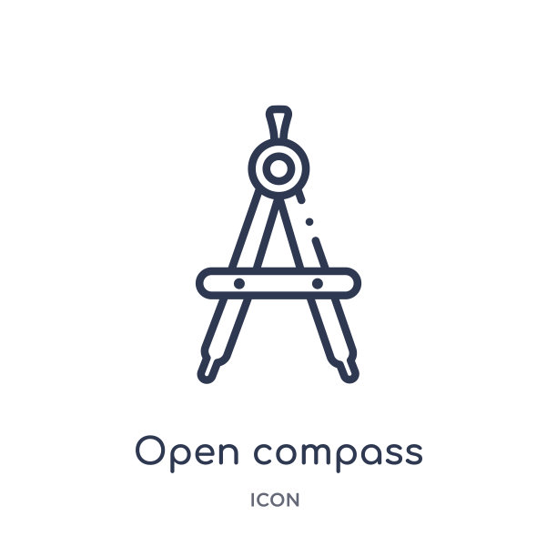 线性开放罗盘图标从测量轮廓收集。细线打开罗盘图标孤立在白色背景。开放式罗盘时尚插画图片下载