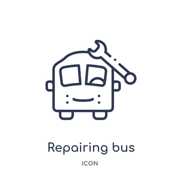 从Mechanicons轮廓集合线性修理母线图标。细线修复母线图标隔离在白色背景上。修车潮流插画图片下载