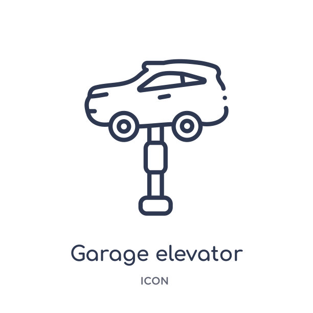 来自Mechanicons轮廓集的线性车库电梯图标。细线车库电梯图标孤立在白色背景。车库电梯时尚插画图片下载