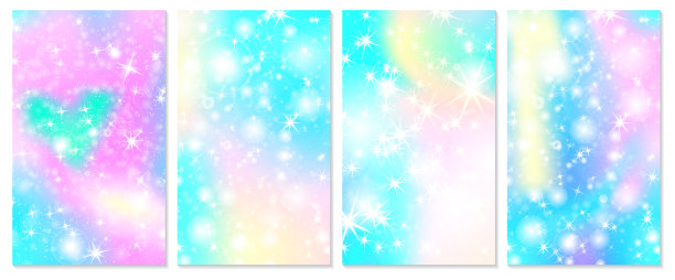 彩虹独角兽的背景。全息的天空图片下载