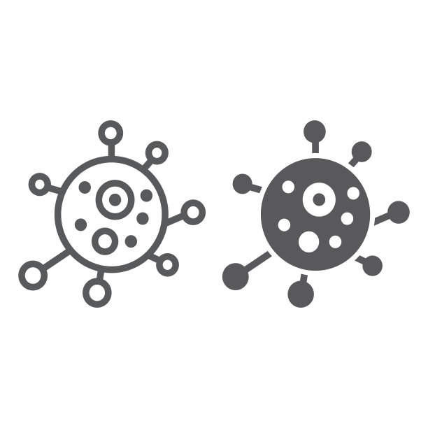 病毒线条和字形图标，细菌和生物学，微生物标志，白色背景上的线性图案图片下载