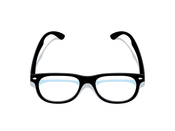 1902. m30.i020.n004.f.c06.1087145714黑色眼镜。镜框剪影，黑色典雅复古眼镜配透明玻璃。向量现代等距眼镜图片下载