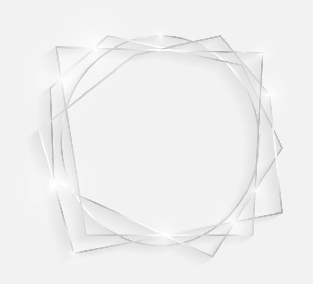 银色闪亮发光的古董框架与阴影孤立在白色背景。装饰白金豪华线边框邀请，卡片，销售，照片等。矢量图图片下载