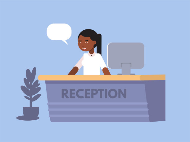 银行接待员女平色设计。矢量图图片下载