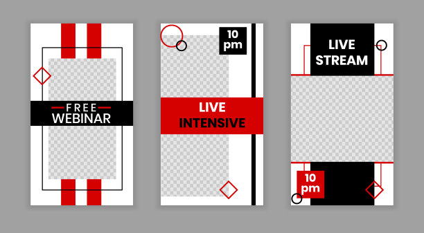 现代时尚的照片故事社交网络模板，网络在线旗帜概念设置。直播流，在线网络研讨会抽象极简多彩的传单海报概念，互联网页面，宣传册模板图片下载