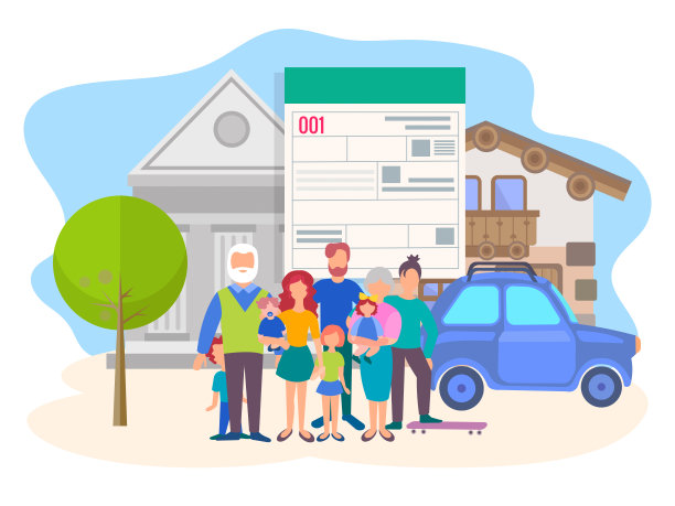 对一个大家庭的消费信贷，赊购房地产和汽车的概念图片下载