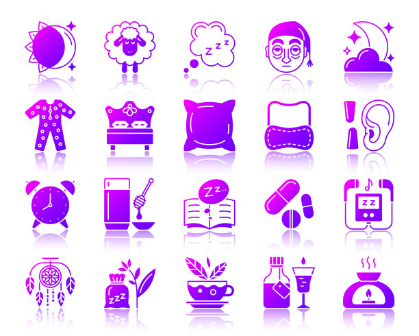 失眠简单梯度图标矢量集图片下载