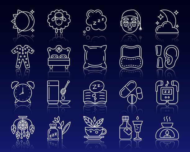 失眠简单白线图标向量集图片下载