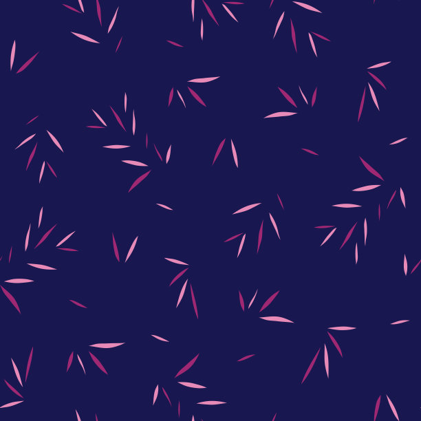 无缝漂亮的竹粉叶图案。向量。插图。蓝色背景。素材图片