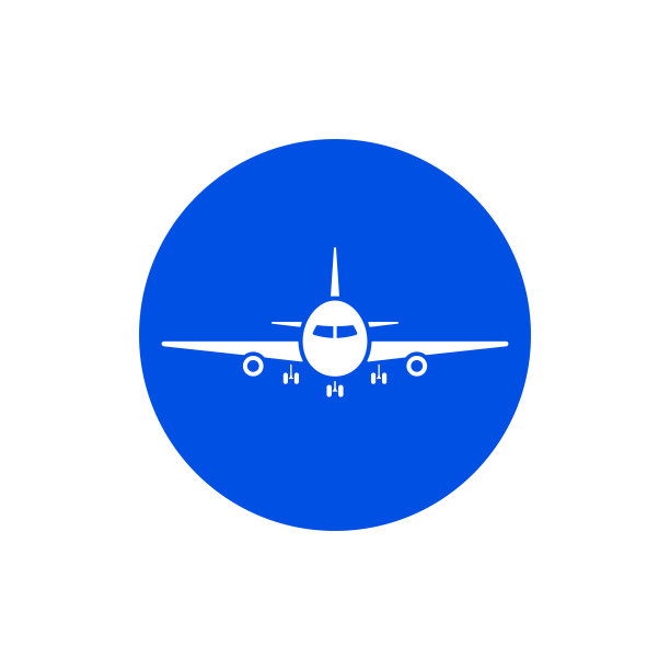 飞机图标。航班运输的象征。彩色圆形按钮与平面网页图标。向量图片下载