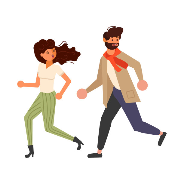 吓坏了的男孩和女孩害怕地回头看图片下载