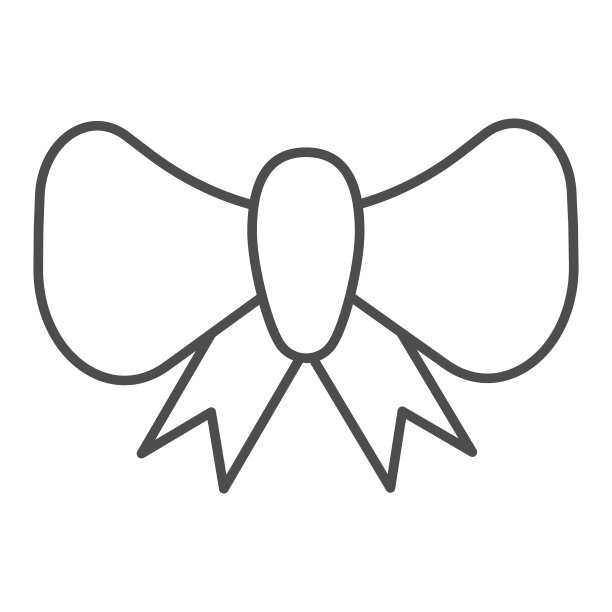 蝴蝶结细线图标，白色背景装饰矢量插画，网页和APP专用蝴蝶结轮廓设计，EPS 10图片下载