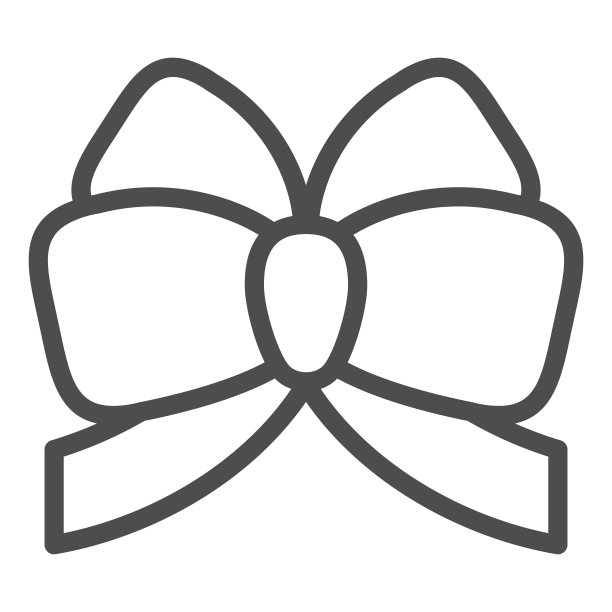 蝴蝶结线条图标，包装装饰矢量插图，白色背景，领结轮廓设计，适用于网页和App，EPS 10格式图片下载