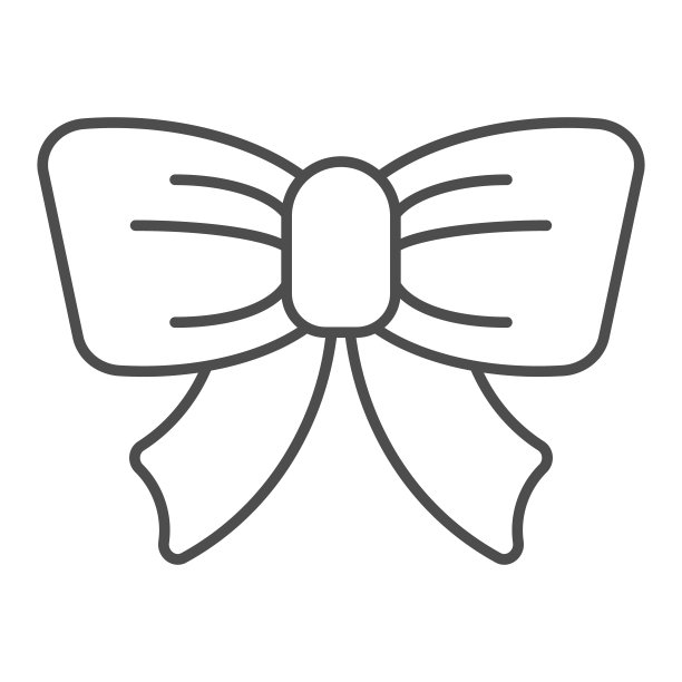 可爱的弓细线图标。礼物结矢量插图孤立在白色。节日装饰轮廓风格设计，专为网页和应用设计。Eps 10。图片下载