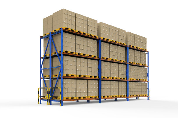 有硬纸板箱的仓库架图片下载