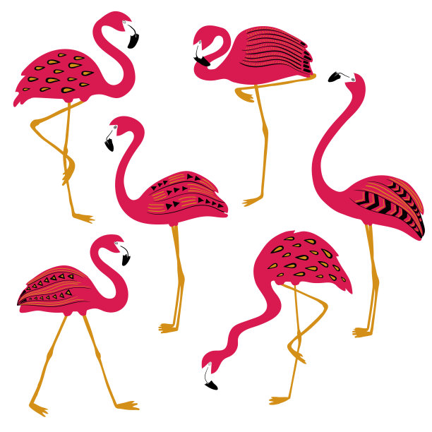 民间图案火烈鸟图标集图片下载