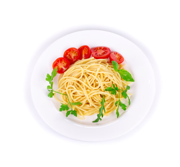 加罗勒和芝麻菜的意大利面。图片下载