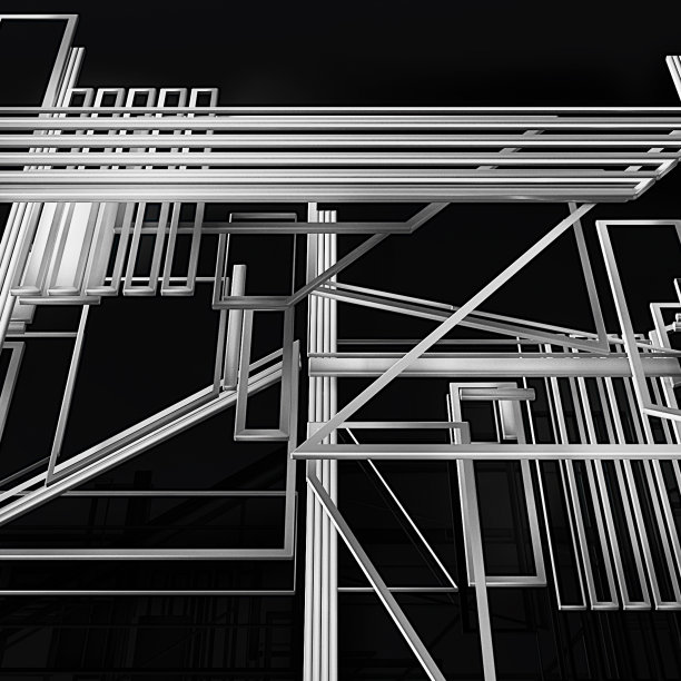 抽象插图，银色线在黑色的背，商业或技术背景。图片下载