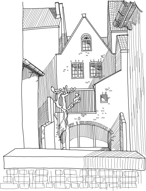 比利时布鲁日老城的传统中世纪建筑图片下载