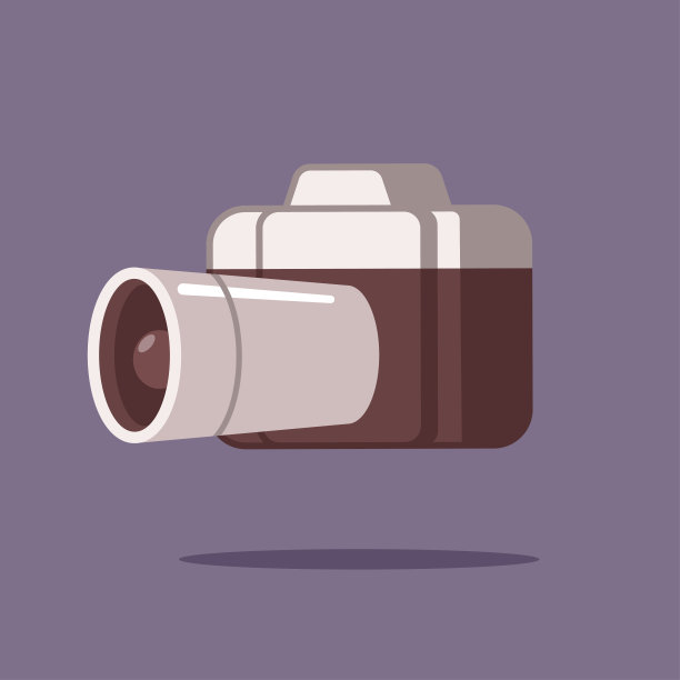 相机矢量卡通平面图标孤立的背景。图片下载