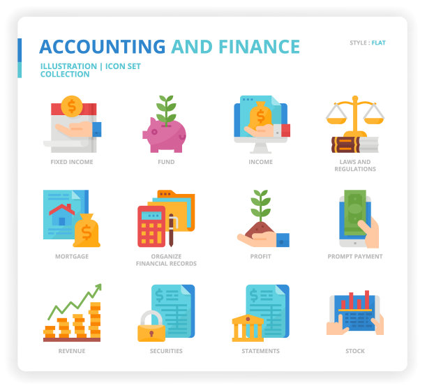 会计和财务图标设置图片下载