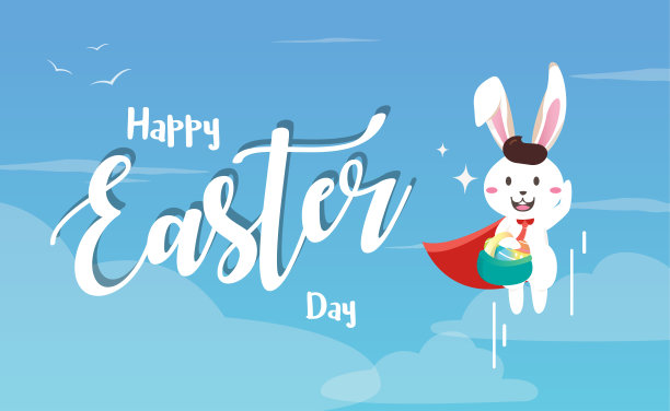 复活节兔子超级英雄拿着复活节蛋。图片下载