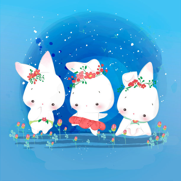 可爱的动物在水彩画风格;图片下载