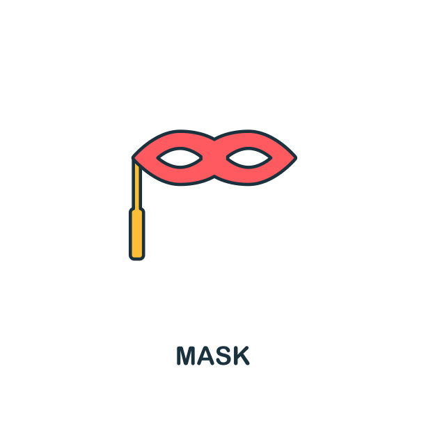 面具图标。创意2颜色设计从面具图标从党图标集合。完美的网页设计，应用程序，软件，打印图片下载